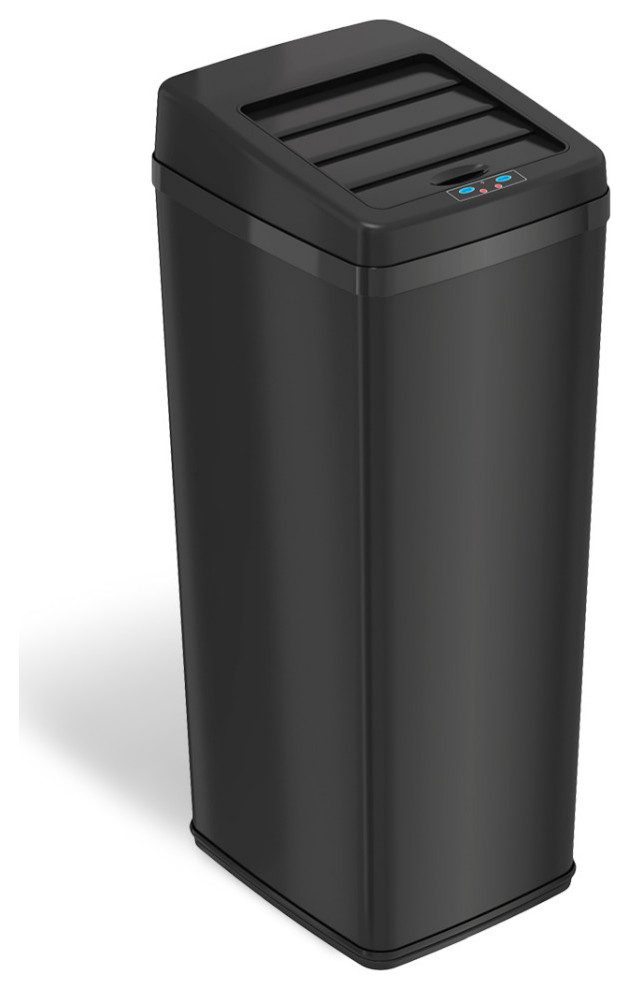 iTouchless 14 Gal Retracting Lid Sensor Trash Can + Odor Filter