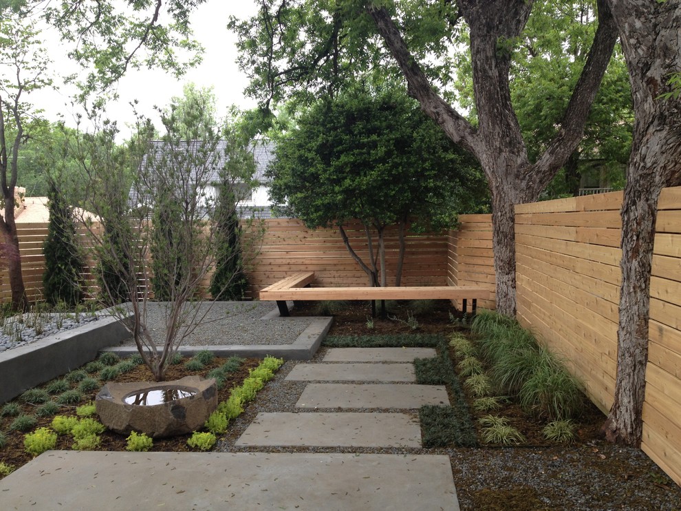 Contemporary courtyard garden in Dallas.