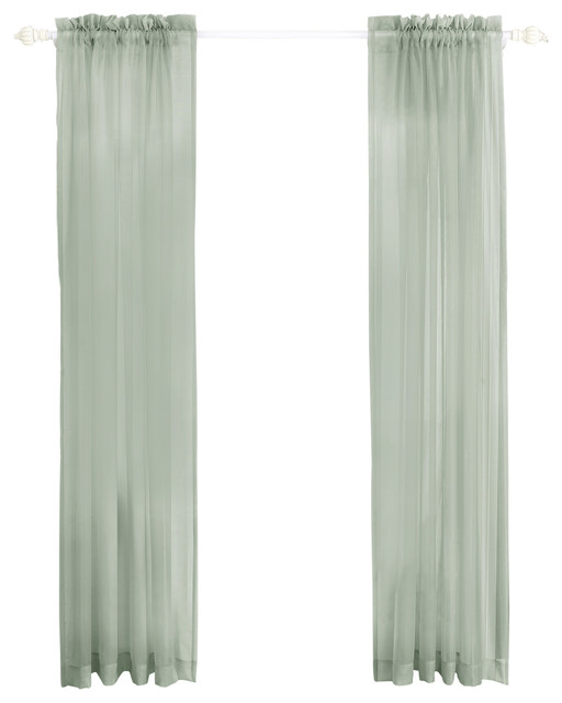 Solid Voile Curtain Set, Aqua Gray, 56"x96"