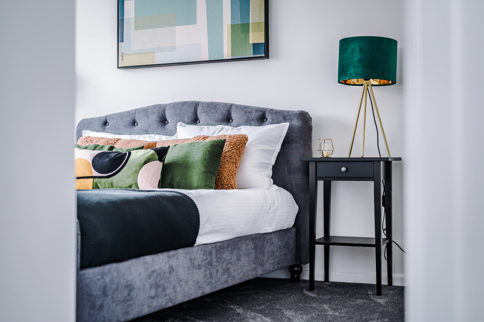 Design ideas for a contemporary bedroom in Manchester.