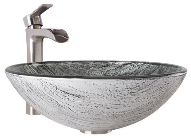 Vigo Titanium Glass Vessel Bathroom Sink And Niko Faucet Set Vigo Titanium Glass Vessel Bathroom Sink And Niko Faucet Set