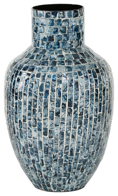 Coastal Blue Mother Of Pearl Shell Vase 84458