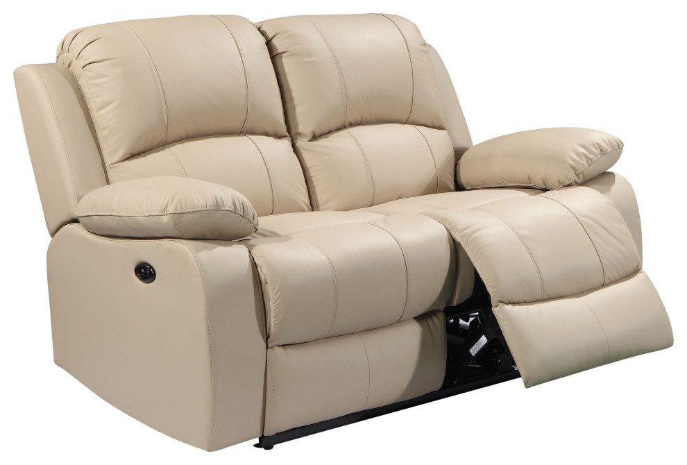 Vista Top Grain Leather Power Recliner Loveseat With Adjustable