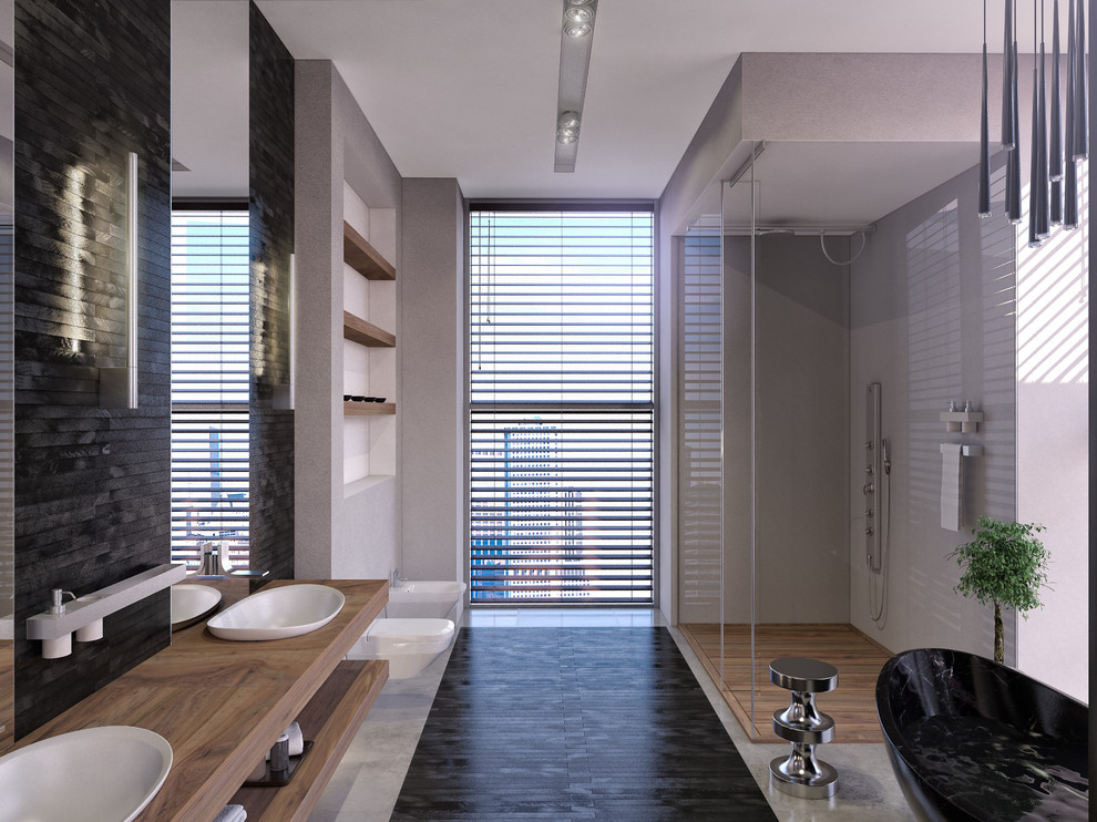 Апартаменты в Нью-Йорке, хозяйская ванная, вид от входа