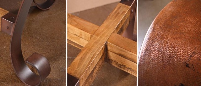 Rustic Rectangular Copper Top Coffee Table - Mediterranean - Coffee ...