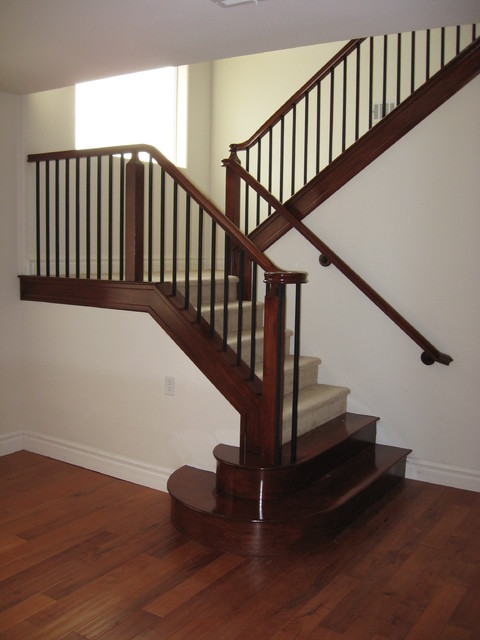 wood and iron railings - Traditional - Staircase - Las ...