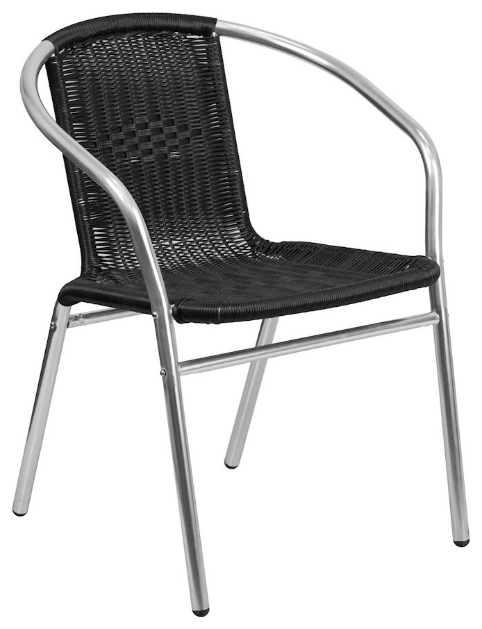 Flash Rattan Indoor/Outdoor Restaurant Stack Chair Tropical Outdoor Dining Chairs by