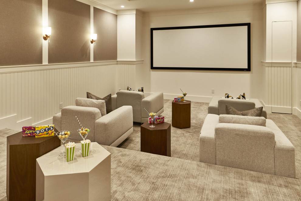 Transitional home theater photo in San Francisco