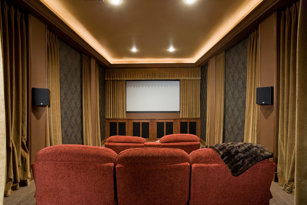 This is an example of a traditional enclosed home theatre in Las Vegas.