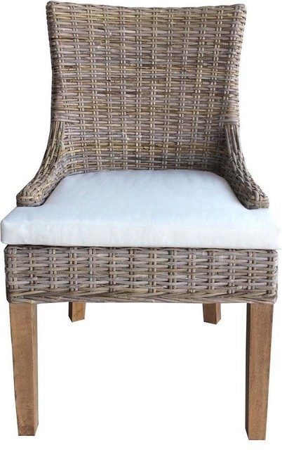 Padmas Plantation Alfresco Dining Chair Kubu Gray Set 2 Rattan Tropical Dining Chairs By