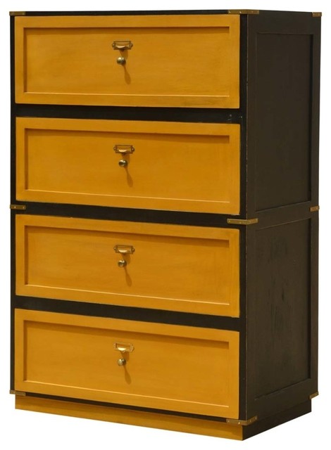 Mustard Mango Wood Contemporary 4 Drawer Vertical Dresser Chest