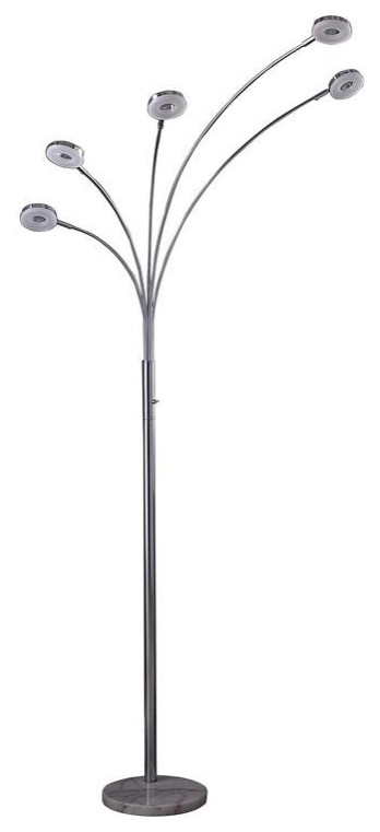 80 Avery 5 Arm Aluminum Chrome Led Semi Arc Floor Lamp Silvermetal Modern Lamps By Homesquare Houzz Semi Arc Floor Lamp Silvermetal, Lite Source Valerie Chrome Metal Arc Floor Lamp