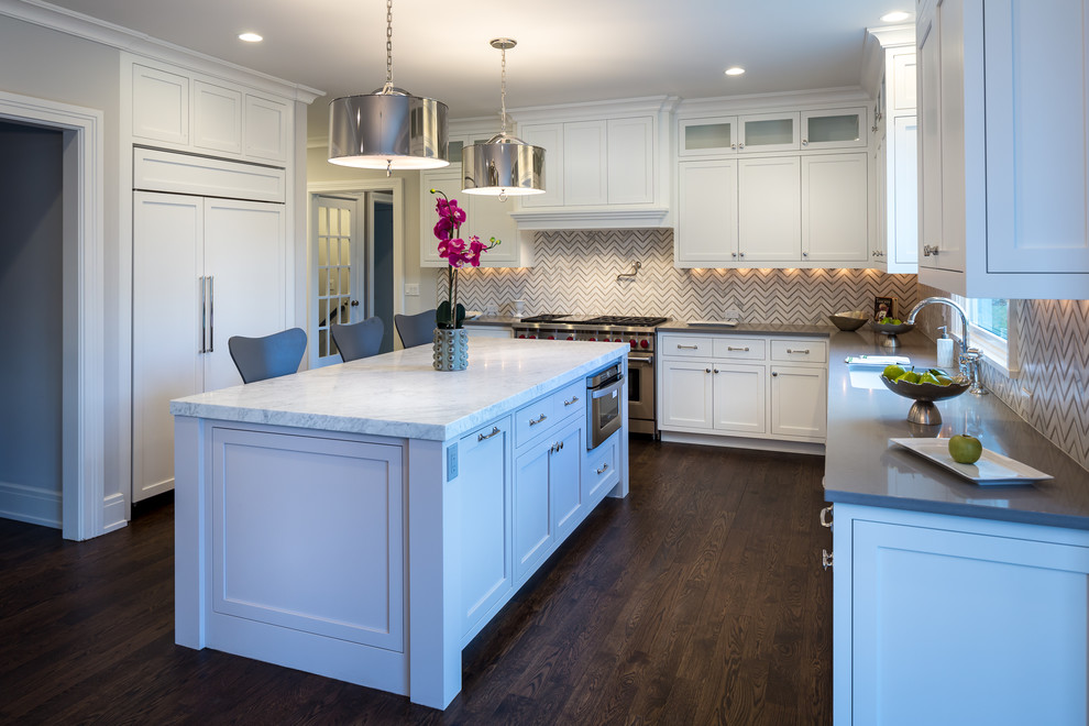 Example of a transitional kitchen design in New York
