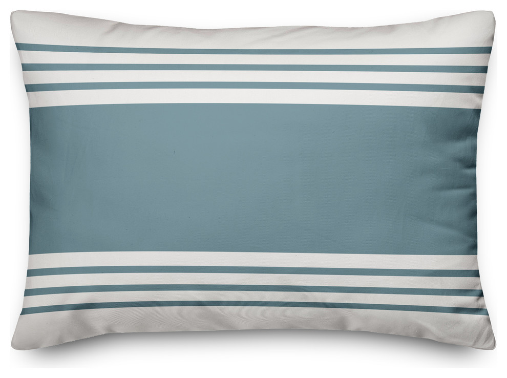 Sea Glass and White Farmhouse Stripe 14x20 Lumbar Pillow
