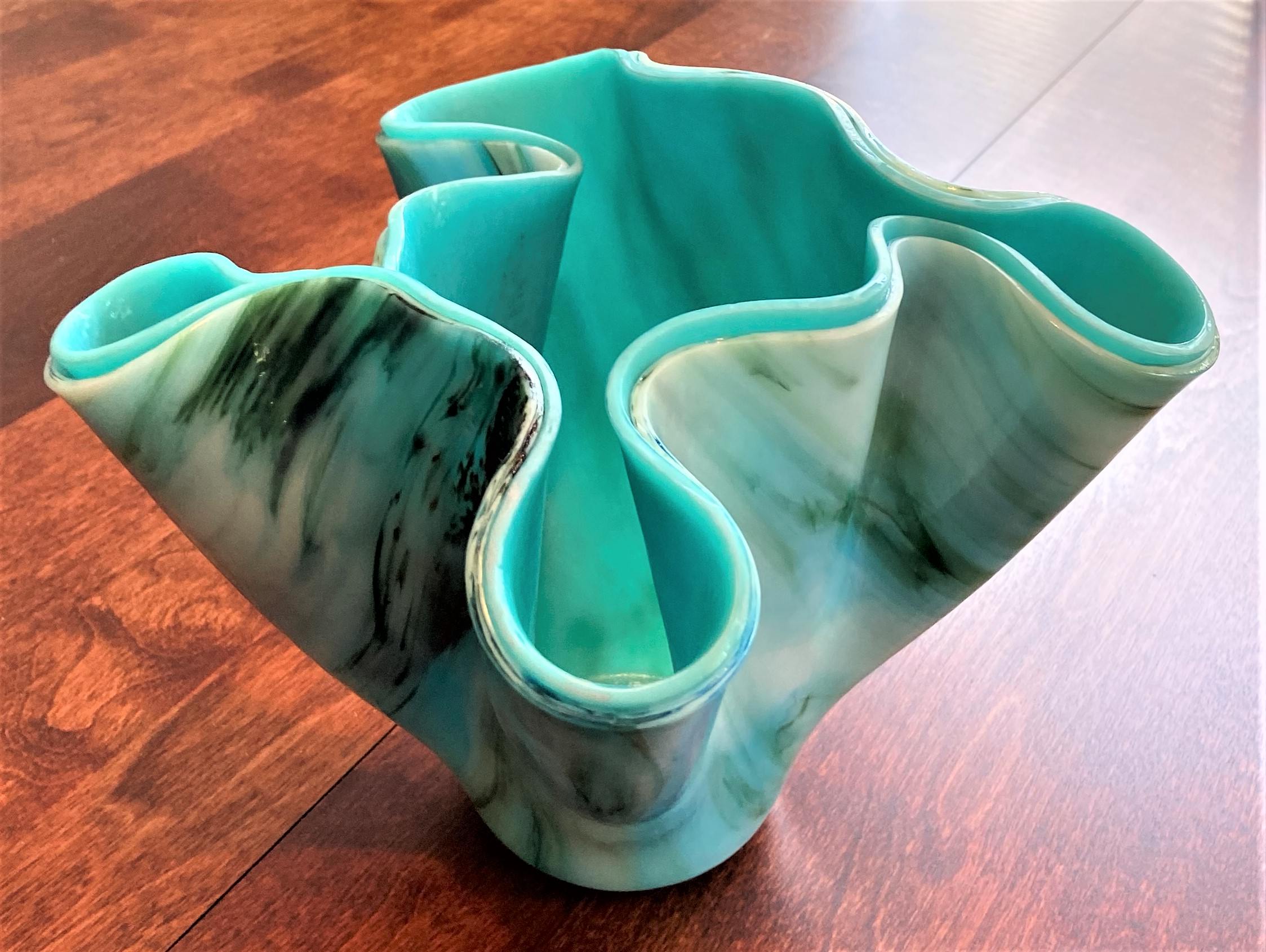 Small turquoise draped vase - view 1