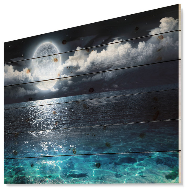 Designart Romantic Full Moon Over Sea Seascape Wood Wall Art Beach Style Prints And Posters By Design Art Usa Houzz Designart Romantic Full Moon Over Sea Seascape Wood Wall Art Beach Style Prints And Posters By Design Art Usa Houzz