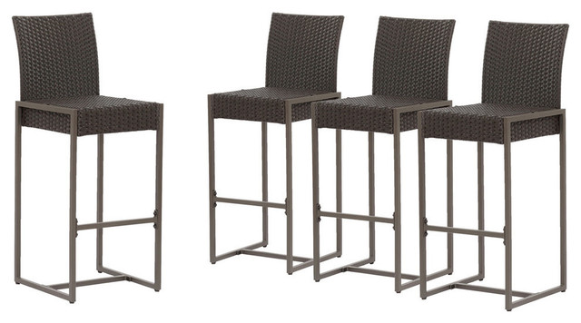 Gdf Studio Kelly Outdoor Wicker 30 Barstool Dark Brown Set Of 4