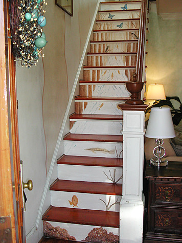 Removable and Reusable Woodland Stream Stair Mural