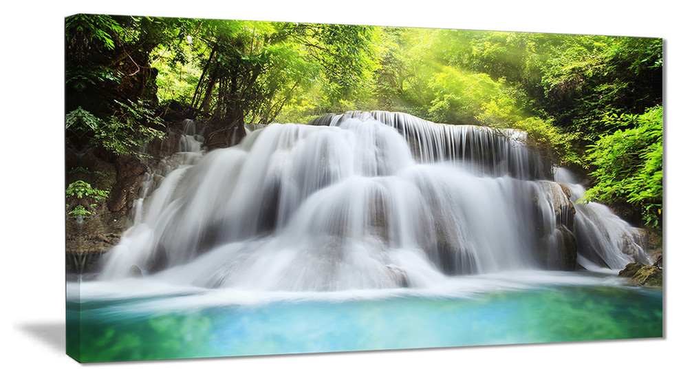 Rushing Huai Mae Kamin Waterfall Landscape Photo Wall Art 60 X28