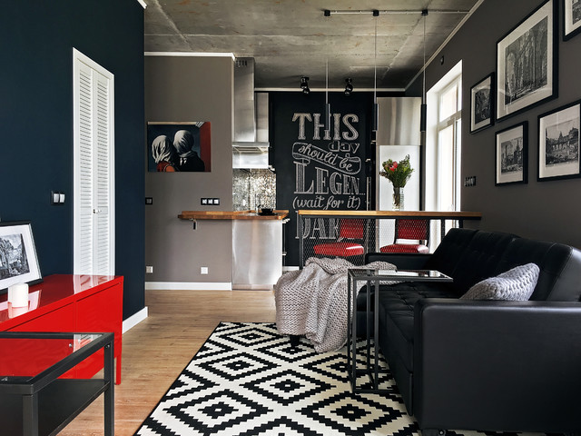 Studio with a Concrete Ceiling trendy-dagligstue
