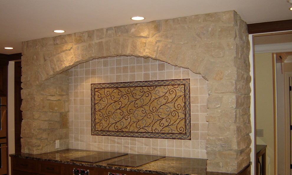 Example of a mountain style kitchen design in Omaha