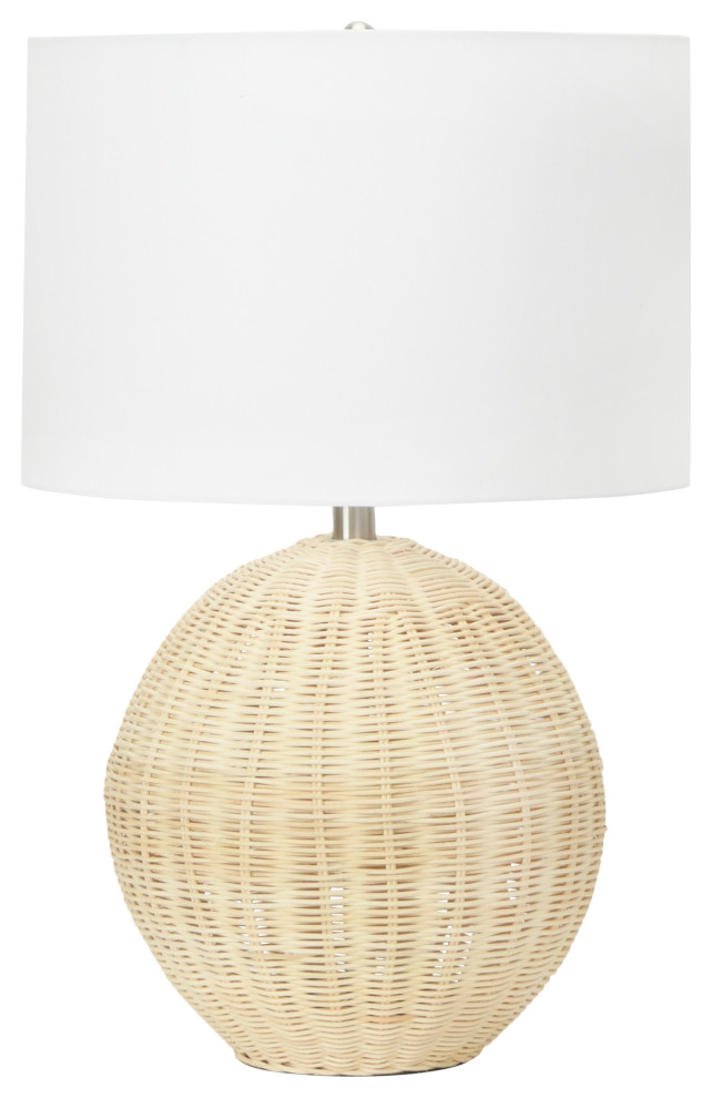 Orb-Shaped Rattan Table Lamp