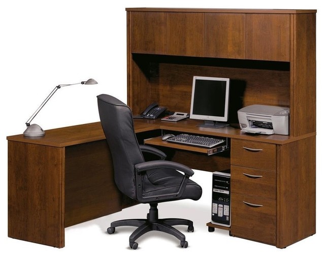 Bestar Embassy L Shaped Workstation Kit Tuscany Brown
