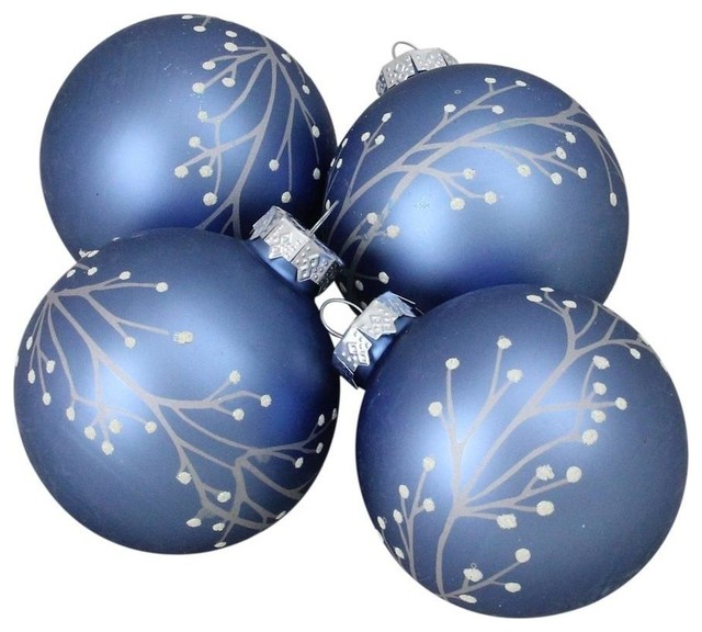 Pattern on a Slate Blue Glass Ornaments 
