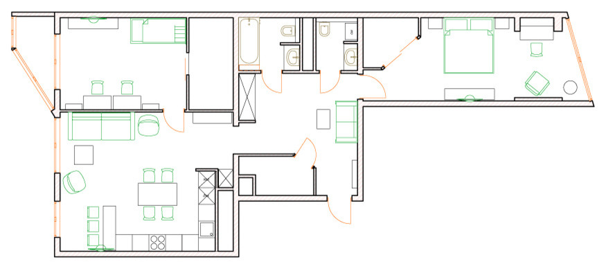 ЖК Акварели. Современный и светлый дизайн проект трехкомнатной квартиры.