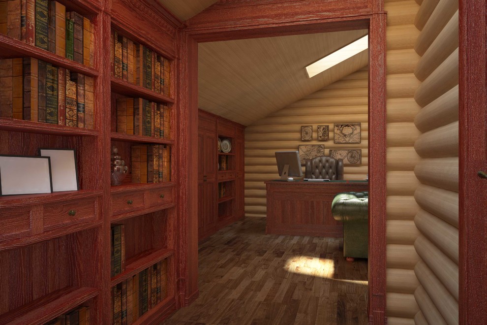 Кабинет в бревенчатом доме