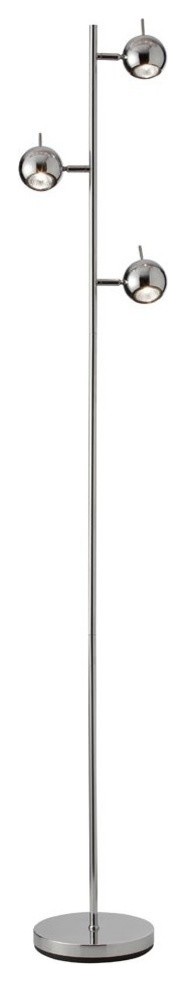 Waldorf 3-Light Floor Lamp, Polished Chrome
