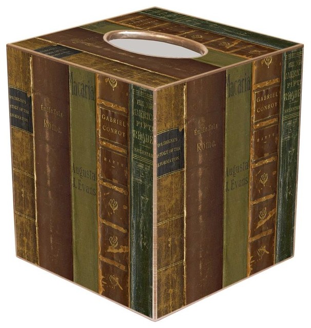 TB1543-Antique Book Spines Tissue Box Cover