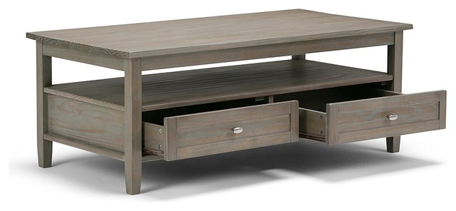 Distressed Gray Coffee Table With Drawers Transitional Distressed Gray Coffee Table With Drawers