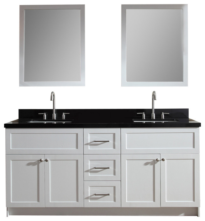 Hamlet 73 Double Sink Vanity Set Absolute Black Granite