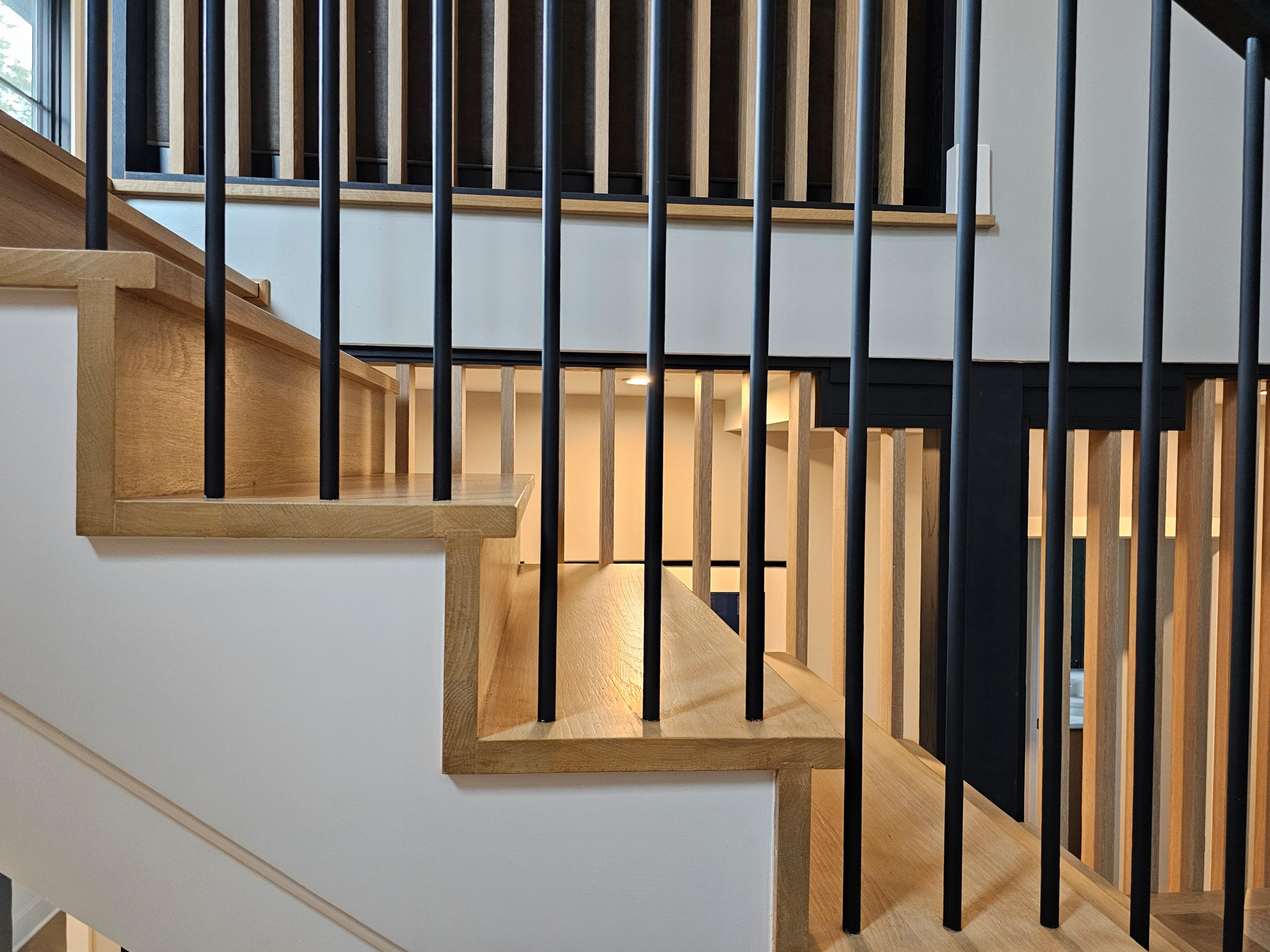 115_Stunning Continuous Rail System on 3 Story Floating Stairs; Arlington, VA 22
