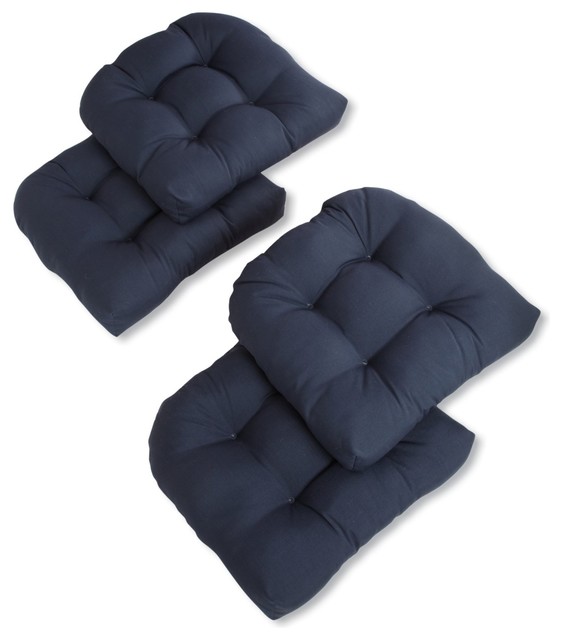 19" UShaped Twill Tufted Dining Chair Cushions, Set of 4