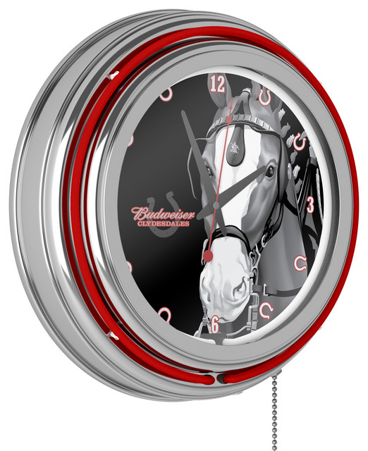 Trademark Gameroom Budweiser Chrome Double Rung Neon Clock