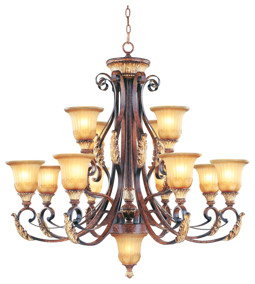 Verona Bronze With Aged Gold Leaf Accents Up Chandelier Victorian Chandeliers by We Got