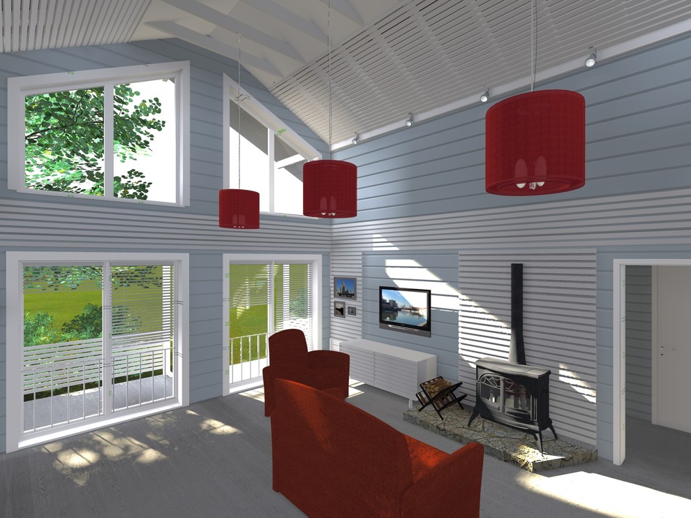 Декорирование гостиной и мансарды загородного дома