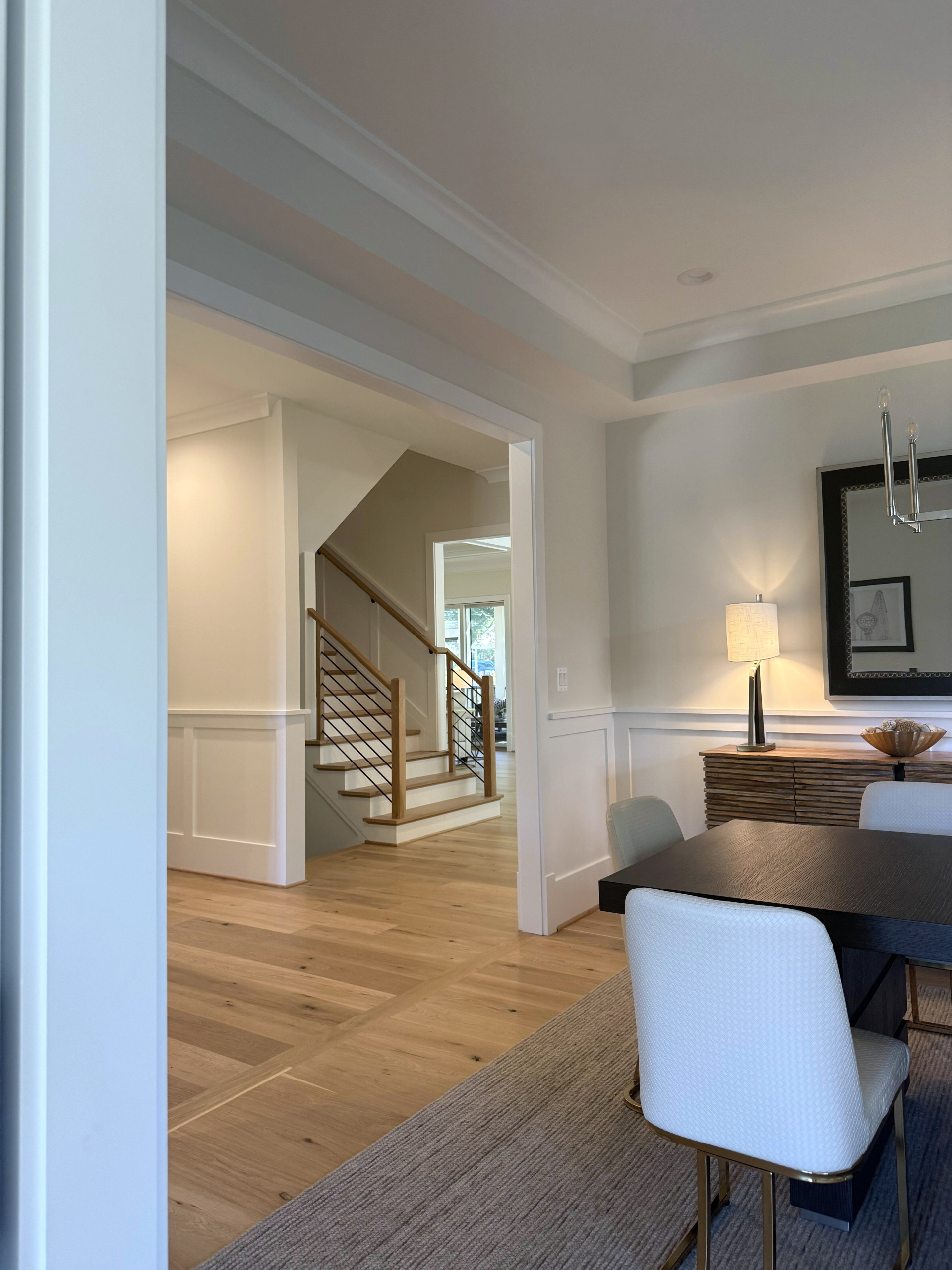 140_Modern White Oak Stair with Horizontal Bar Rail, Falls Church, VA 22043