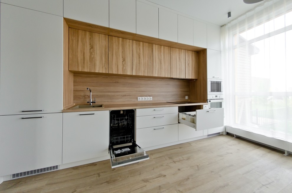 Белая кухня в скандинавском стиле на проспекте Весеннем.