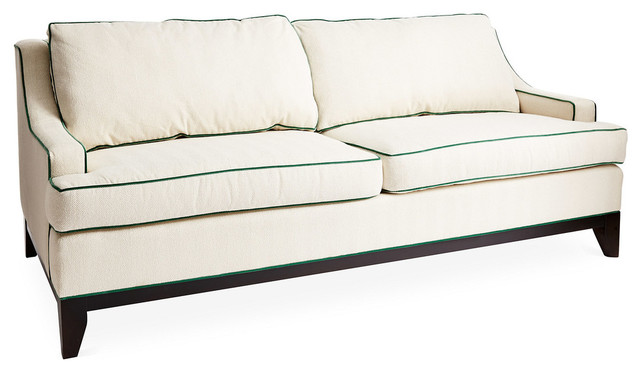 Dallas Sofa, Ivory Performance Fabric, Emerald Piping - Contemporary - Sofas  - by Taylor Burke Home | Houzz