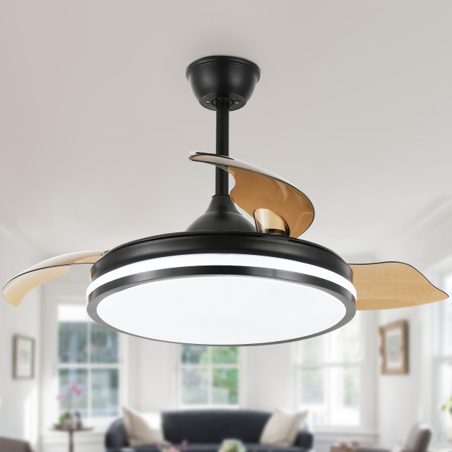 36W Reversible Ceiling Fan with Retractable Blades and Remote Control