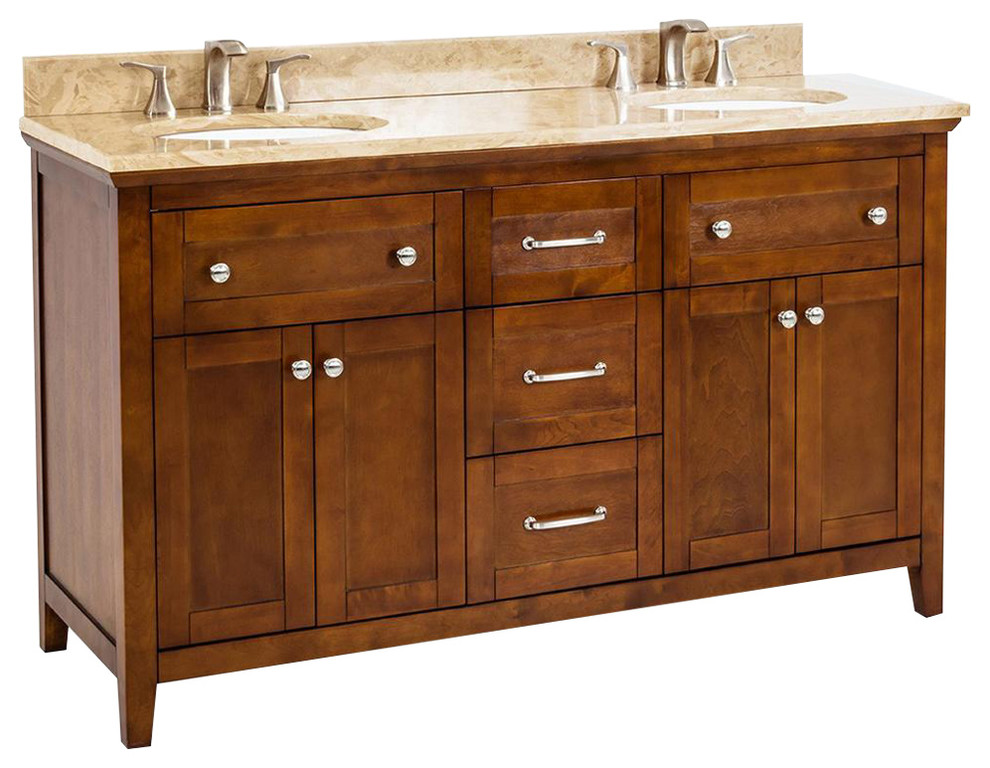 60" Wide Chatham Shaker Double Vanity Transitional Bathroom