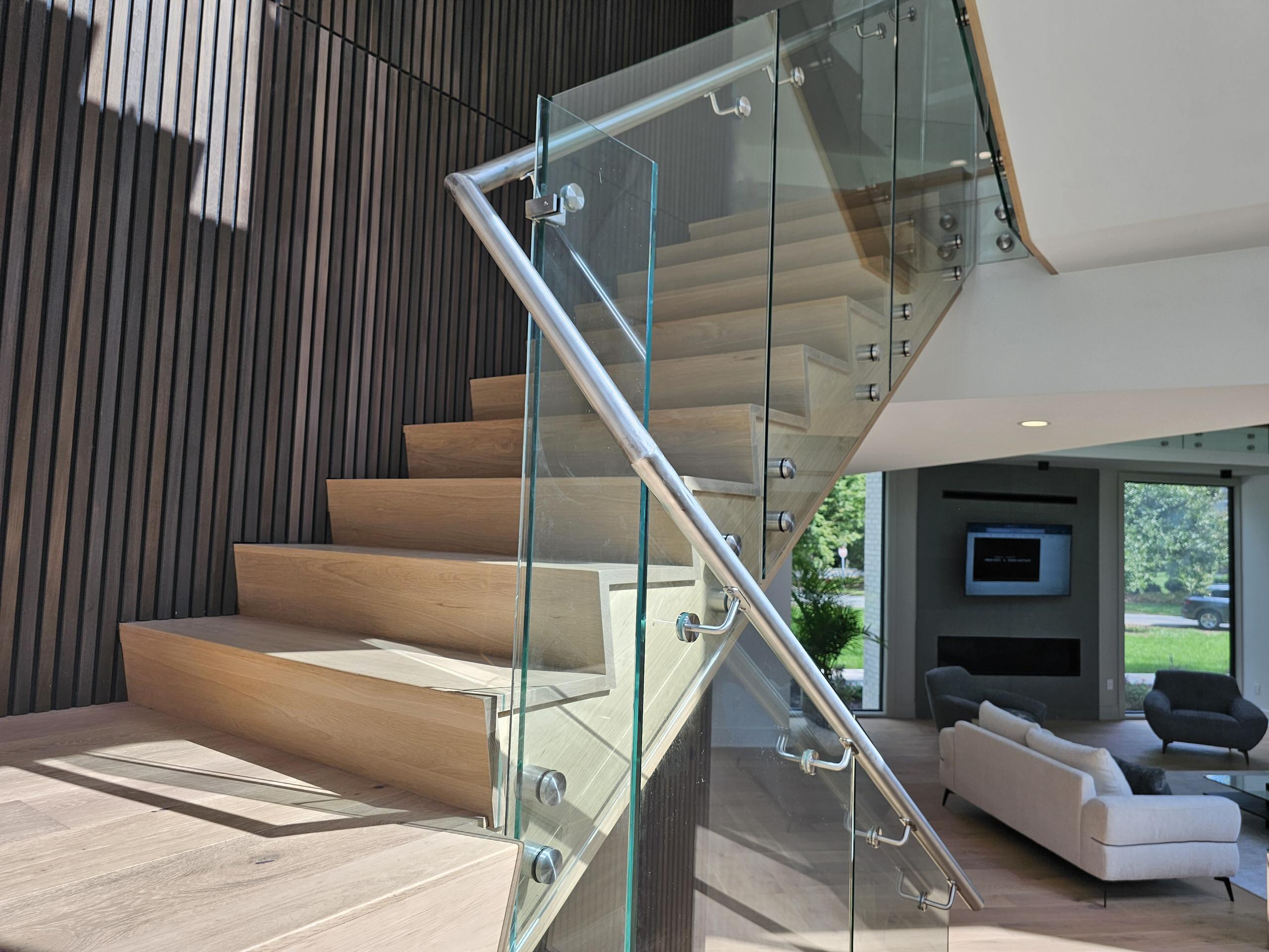 129_White Oak Slanted Riser Modern Stair, Mclean, VA 22102