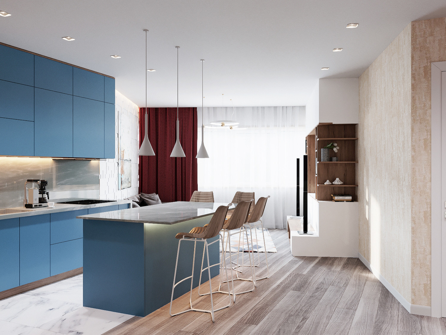 Квартира в минималистическом стиле 80 м^2 «ЖК Лазурные небеса» г.Казань