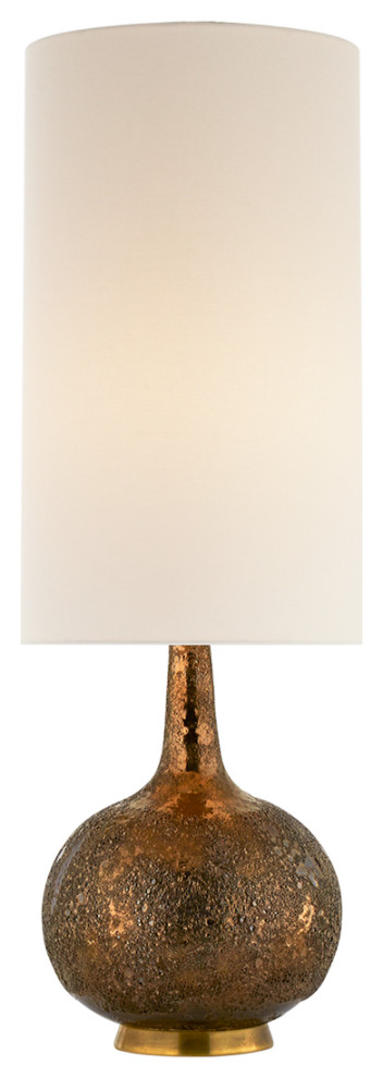 Hunlen Table Lamp in Chalk Burnt Gold with Linen Shade
