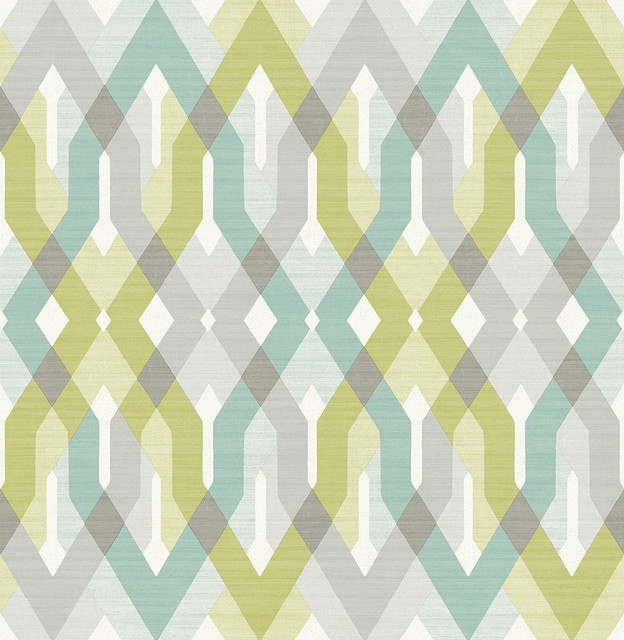 Harbour Green Lattice Wallpaper Contemporary Wallpaper by