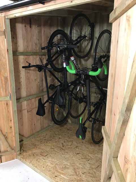 vertical bike storage - garden shed and building - sussex