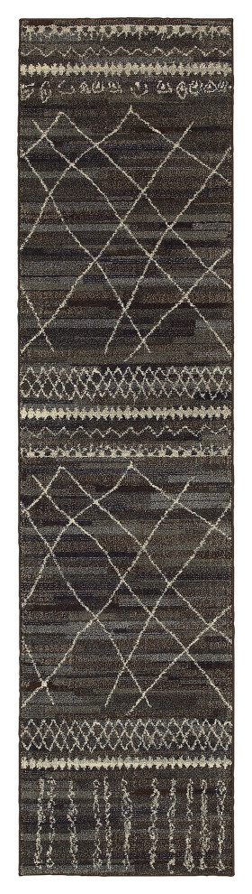 Oriental Weavers Nomad Collection Black/Beige Abstract Indoor Area Rug 2'7"X10'